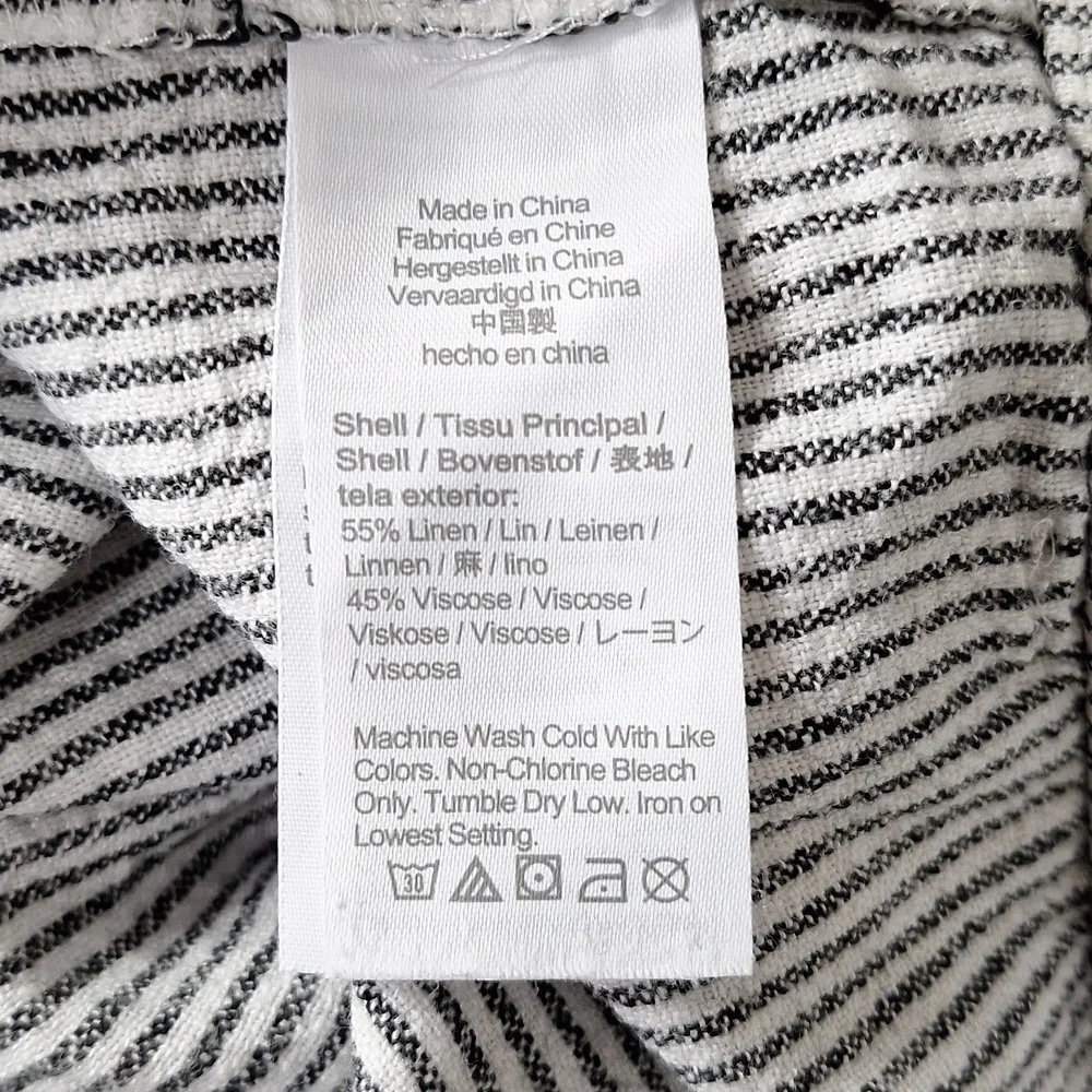 J. Crew Black White Linen Blend Vacation Festival Striped Pull On Shorts Size M